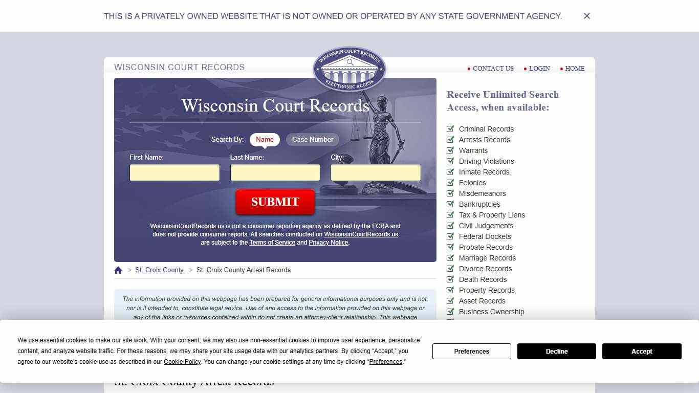 St. Croix County Arrest Records | WisconsinCourtRecords.us