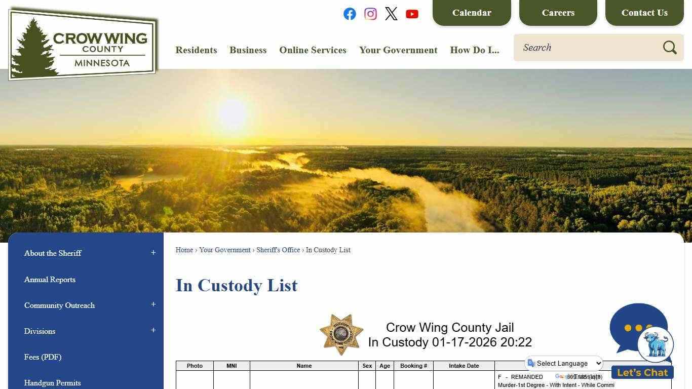 In Custody List | Crow Wing County, MN - Official Website