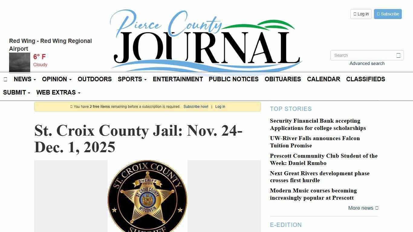 St. Croix County Jail: Nov. 24-Dec. 1, 2025 - Pierce County Journal