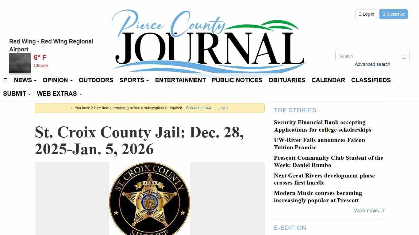 St. Croix County Jail: Dec. 28, 2025-Jan. 5, 2026 - Pierce County Journal